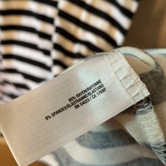 Old Navy Black White Stripe Jersey Knit Stretch Cotton Midi Dress with Pockets - Picture 12 of 12